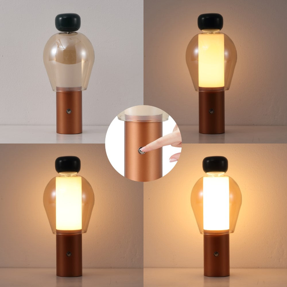 Vernis 10.75" Modern Glam Candle-Style Rechargeable/Cordless Dimmable Integrated LED Table Lamp with Touch Sensor