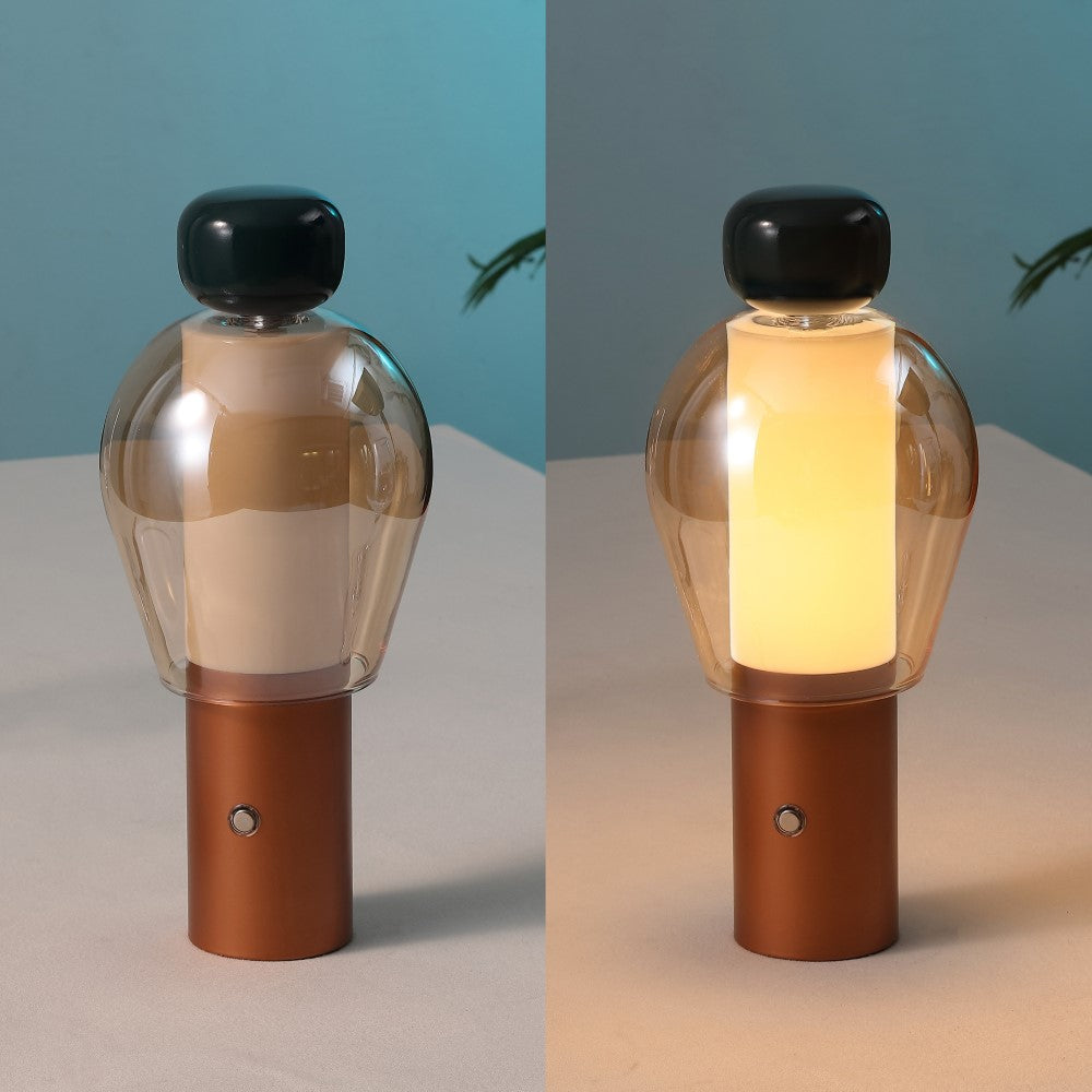 Vernis 10.75" Modern Glam Candle-Style Rechargeable/Cordless Dimmable Integrated LED Table Lamp with Touch Sensor