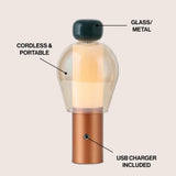 Vernis 10.75" Modern Glam Candle-Style Rechargeable/Cordless Dimmable Integrated LED Table Lamp with Touch Sensor