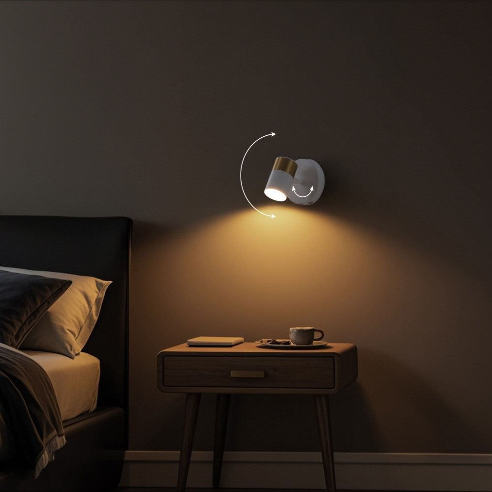 Hawk 6" 1-Light Modern Adjustable Head Integrated Dimmable LED Rechargeable Wall Spotlight with Touch Sensor