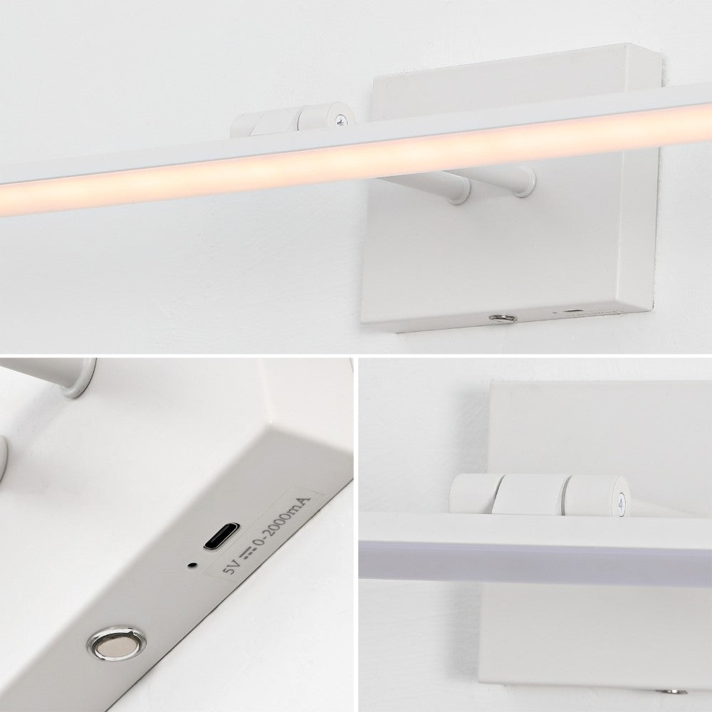 Wren 28" Modern Minimalist Swivel Integrated Dimmable LED Rechargeable Picture Light with Touch Sensor