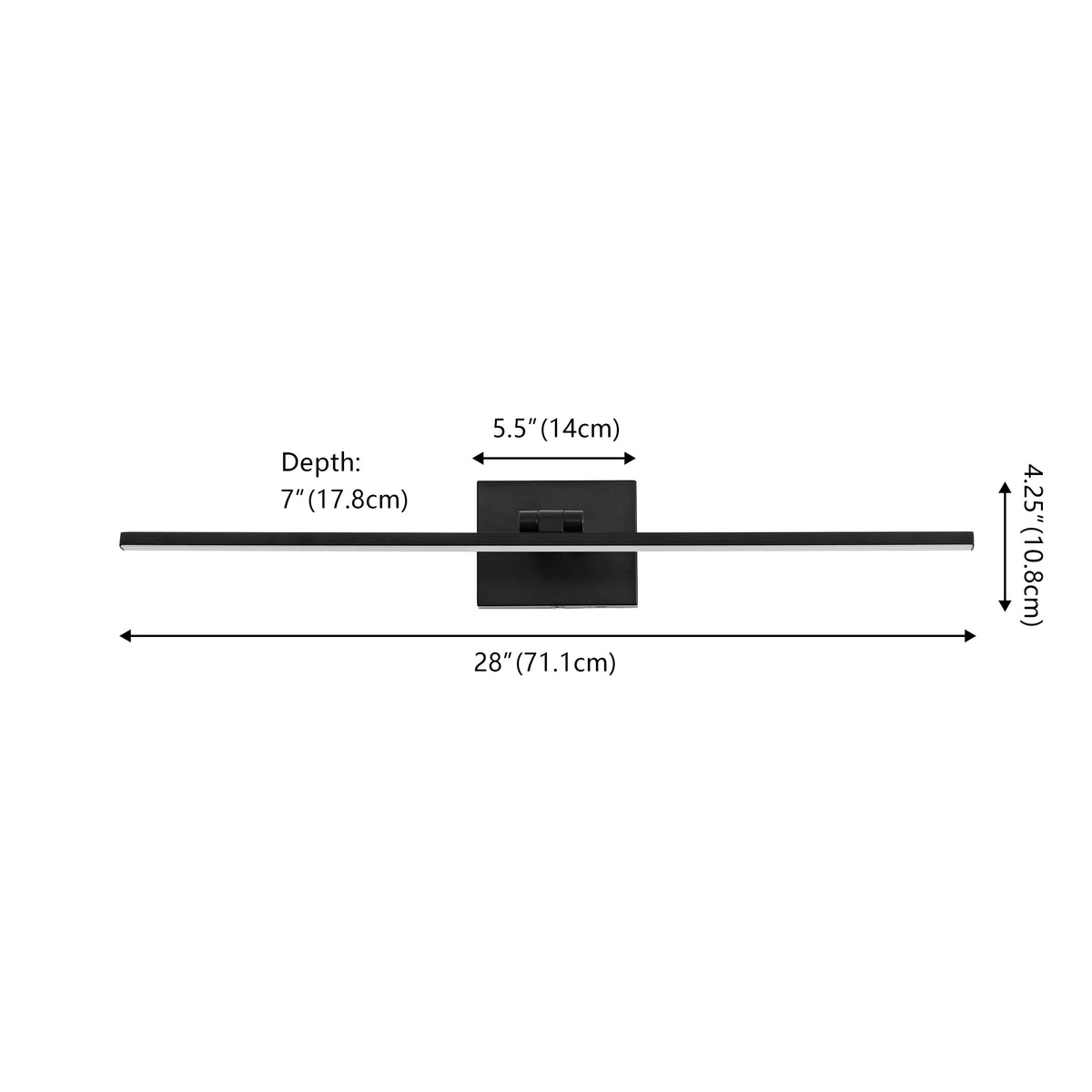 Wren 28" Modern Minimalist Swivel Integrated Dimmable LED Rechargeable Picture Light with Touch Sensor