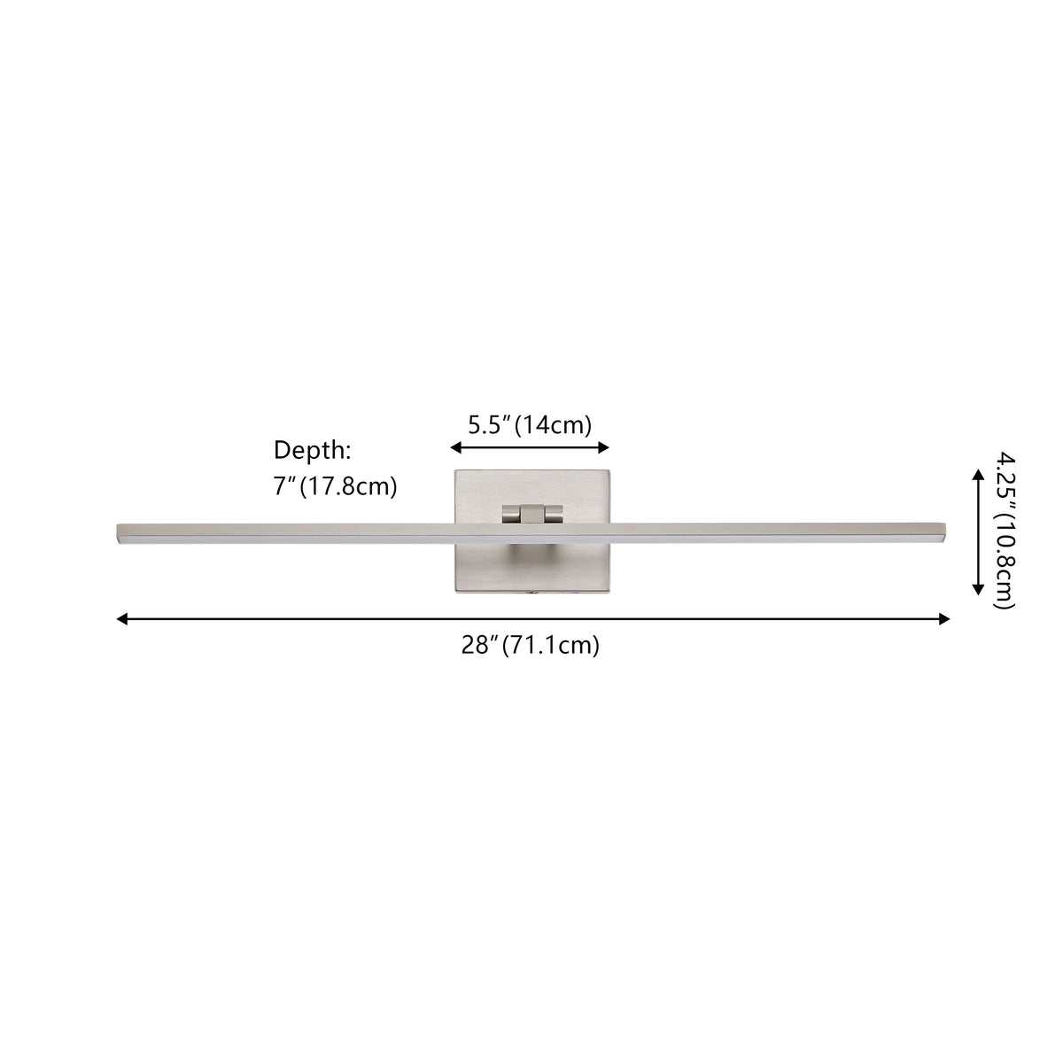 Wren 28" Modern Minimalist Swivel Integrated Dimmable LED Rechargeable Picture Light with Touch Sensor