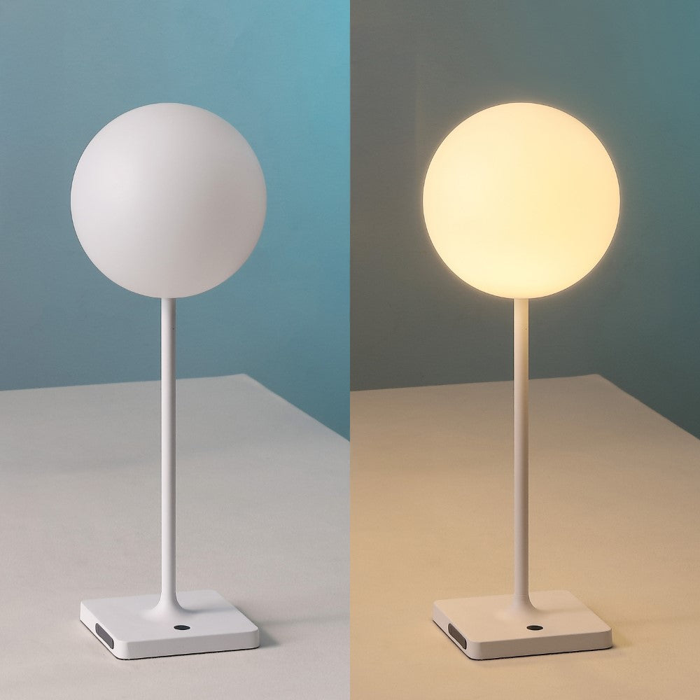 Verna 17.5" Modern Minimalist Indoor/Outdoor Metal Globe Rechargeable/Cordless Dimmable Integrated LED Table Lamp with Touch Sensor Set 2