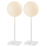 Verna 17.5" Modern Minimalist Indoor/Outdoor Metal Globe Rechargeable/Cordless Dimmable Integrated LED Table Lamp with Touch Sensor Set 2