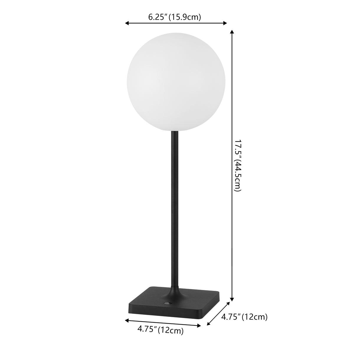 Verna 17.5" Modern Minimalist Indoor/Outdoor Metal Globe Rechargeable/Cordless Dimmable Integrated LED Table Lamp with Touch Sensor Set 2