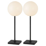 Verna 17.5" Modern Minimalist Indoor/Outdoor Metal Globe Rechargeable/Cordless Dimmable Integrated LED Table Lamp with Touch Sensor Set 2