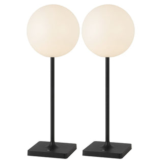 Verna 17.5" Modern Minimalist Indoor/Outdoor Metal Globe Rechargeable/Cordless Dimmable Integrated LED Table Lamp with Touch Sensor Set 2