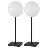 Verna 17.5" Modern Minimalist Indoor/Outdoor Metal Globe Rechargeable/Cordless Dimmable Integrated LED Table Lamp with Touch Sensor Set 2