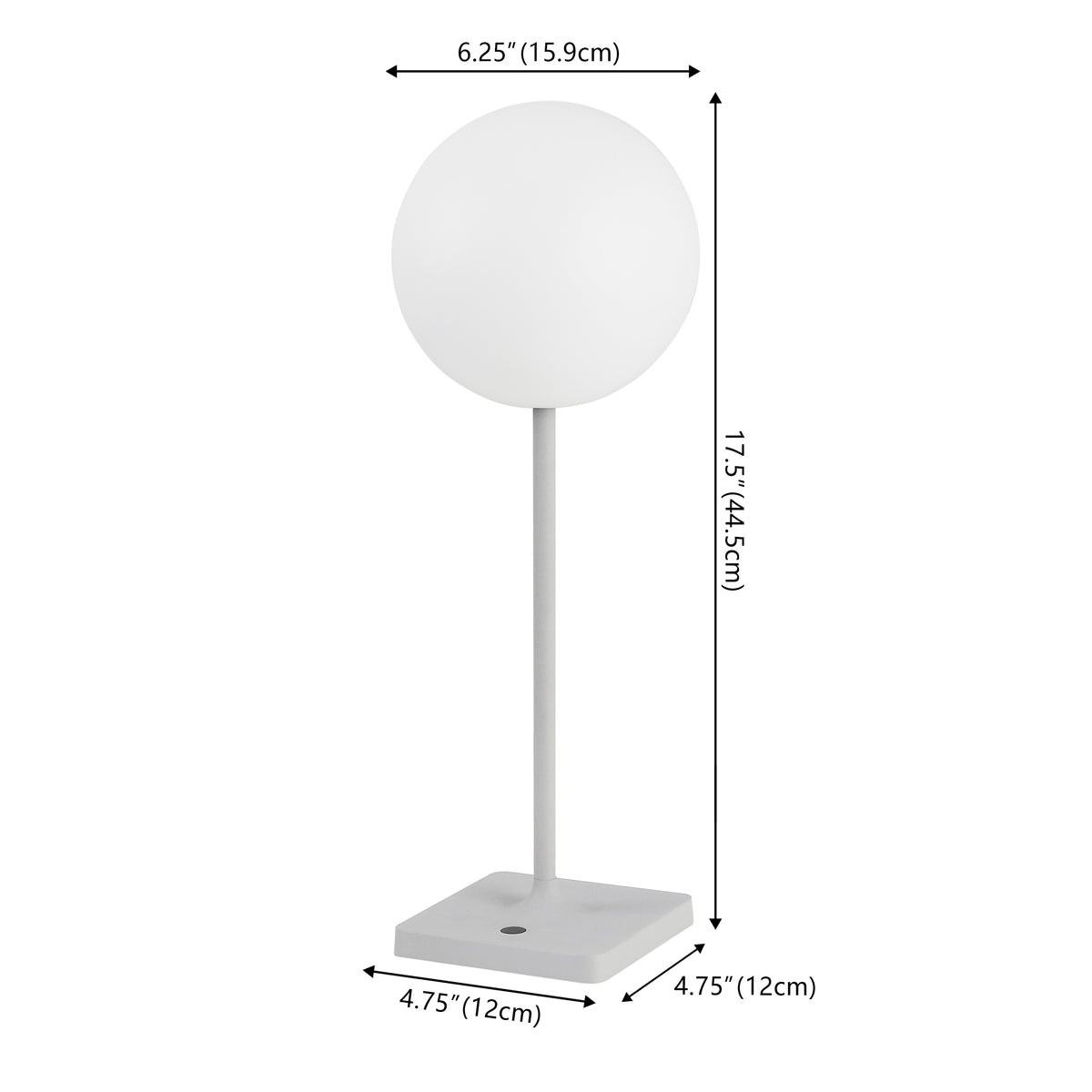 Verna 17.5" Modern Minimalist Indoor/Outdoor Metal Globe Rechargeable/Cordless Dimmable Integrated LED Table Lamp with Touch Sensor Set 2