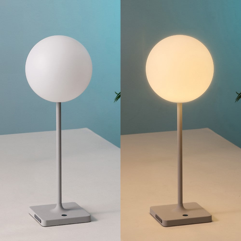 Verna 17.5" Modern Minimalist Indoor/Outdoor Metal Globe Rechargeable/Cordless Dimmable Integrated LED Table Lamp with Touch Sensor Set 2