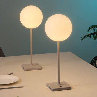 Verna 17.5" Modern Minimalist Indoor/Outdoor Metal Globe Rechargeable/Cordless Dimmable Integrated LED Table Lamp with Touch Sensor Set 2