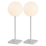 Verna 17.5" Modern Minimalist Indoor/Outdoor Metal Globe Rechargeable/Cordless Dimmable Integrated LED Table Lamp with Touch Sensor Set 2