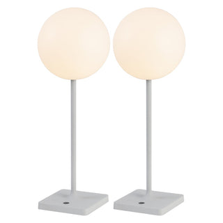 Verna 17.5" Modern Minimalist Indoor/Outdoor Metal Globe Rechargeable/Cordless Dimmable Integrated LED Table Lamp with Touch Sensor Set 2