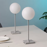 Verna 17.5" Modern Minimalist Indoor/Outdoor Metal Globe Rechargeable/Cordless Dimmable Integrated LED Table Lamp with Touch Sensor Set 2