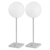 Verna 17.5" Modern Minimalist Indoor/Outdoor Metal Globe Rechargeable/Cordless Dimmable Integrated LED Table Lamp with Touch Sensor Set 2