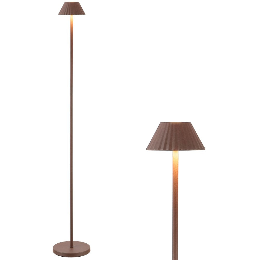 Gram 44" Modern Minimalist Indoor/Outdoor Iron Pleated Shade Rechargeable/Cordless Dimmable Integrated LED Floor Lamp