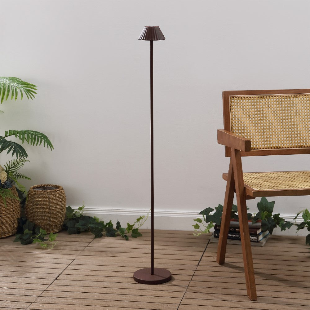 Gram 44" Modern Minimalist Indoor/Outdoor Iron Pleated Shade Rechargeable/Cordless Dimmable Integrated LED Floor Lamp