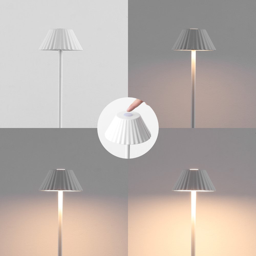 Gram 44" Modern Minimalist Indoor/Outdoor Iron Pleated Shade Rechargeable/Cordless Dimmable Integrated LED Floor Lamp