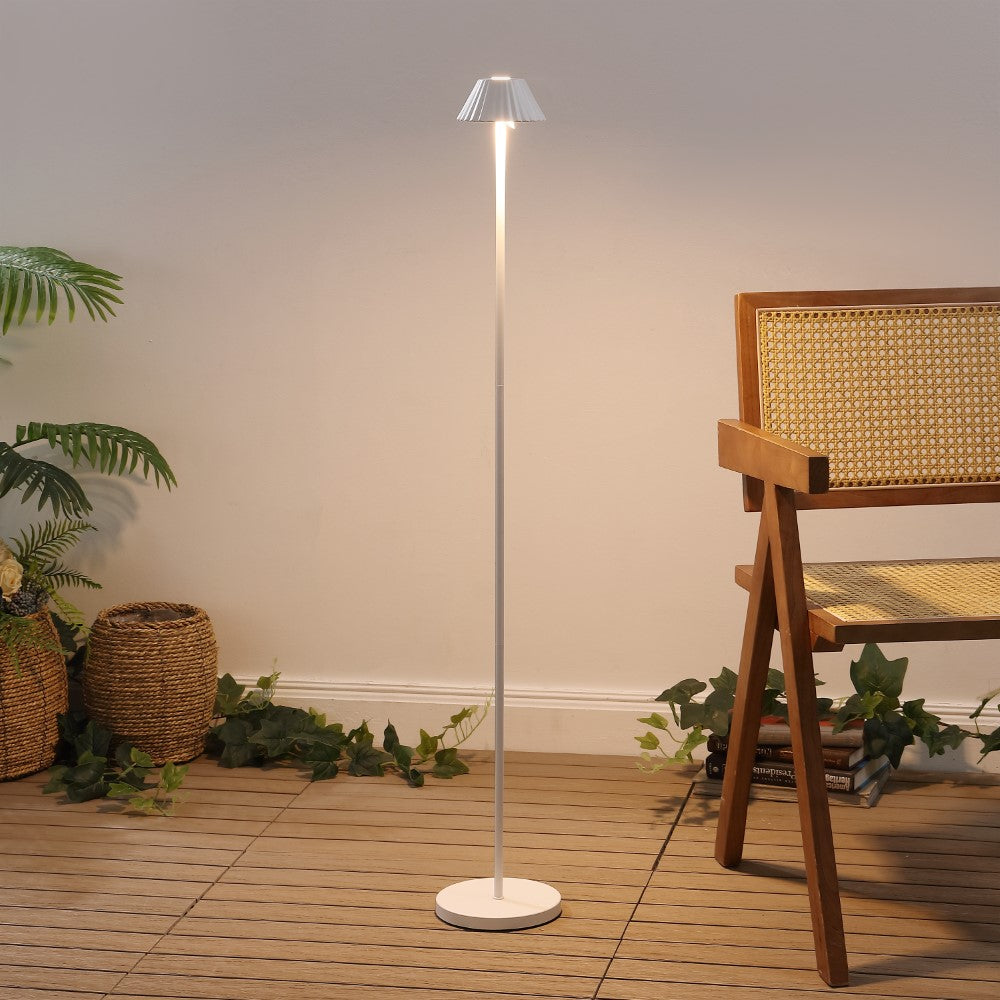 Gram 44" Modern Minimalist Indoor/Outdoor Iron Pleated Shade Rechargeable/Cordless Dimmable Integrated LED Floor Lamp