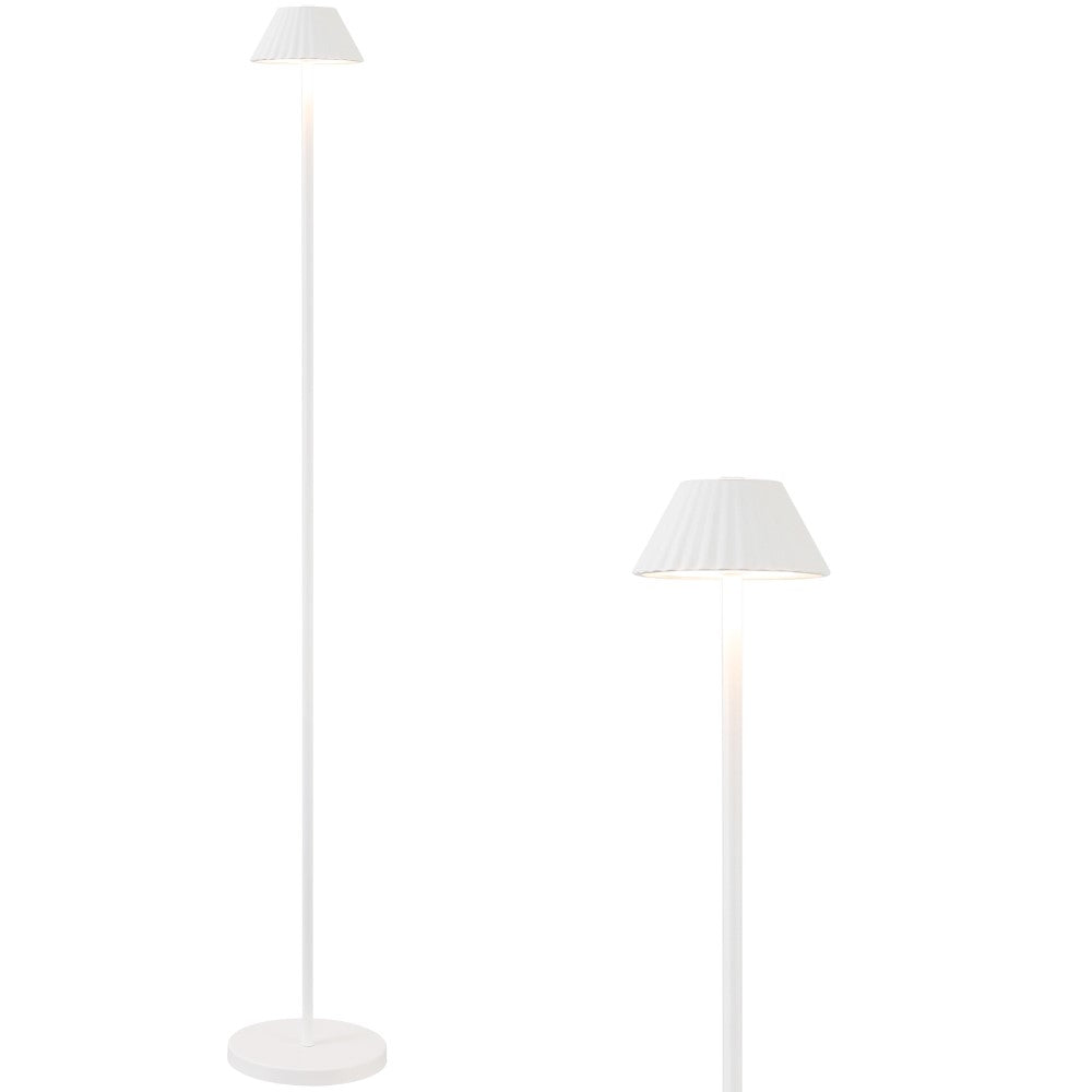 Gram 44" Modern Minimalist Indoor/Outdoor Iron Pleated Shade Rechargeable/Cordless Dimmable Integrated LED Floor Lamp