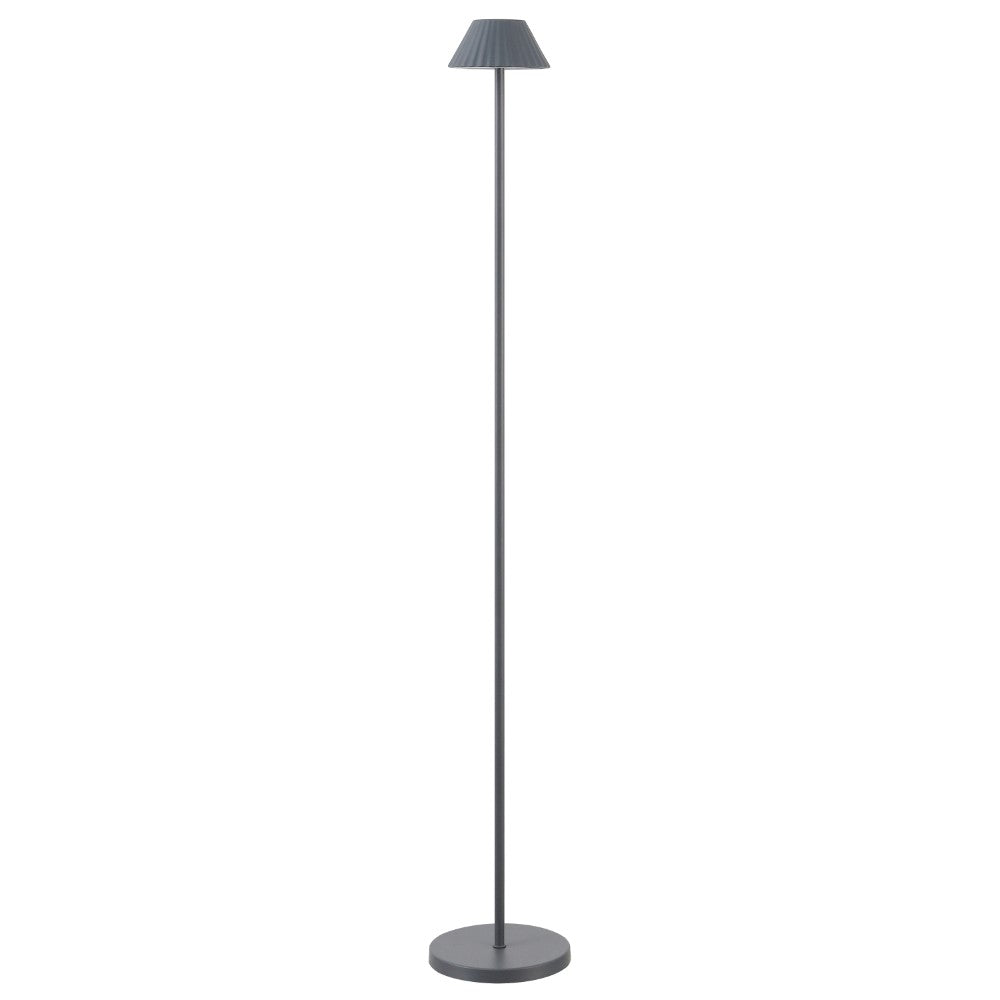 Gram 44" Modern Minimalist Indoor/Outdoor Iron Pleated Shade Rechargeable/Cordless Dimmable Integrated LED Floor Lamp