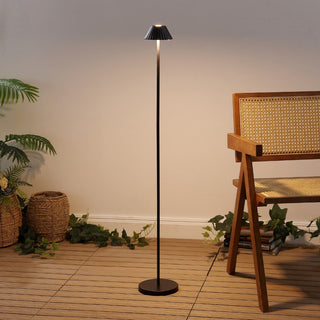 Gram 44" Modern Minimalist Indoor/Outdoor Iron Pleated Shade Rechargeable/Cordless Dimmable Integrated LED Floor Lamp