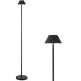 Gram 44" Modern Minimalist Indoor/Outdoor Iron Pleated Shade Rechargeable/Cordless Dimmable Integrated LED Floor Lamp