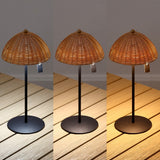 Ardath 12.75" Modern Coastal Indoor/Outdoor Wicker Shade Rechargeable/Cordless Dimmable Integrated LED Table Lamp Set 2