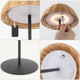 Ardath 12.75" Modern Coastal Indoor/Outdoor Wicker Shade Rechargeable/Cordless Dimmable Integrated LED Table Lamp Set 2