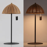 Ardath 12.75" Modern Coastal Indoor/Outdoor Wicker Shade Rechargeable/Cordless Dimmable Integrated LED Table Lamp Set 2