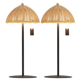 Ardath 12.75" Modern Coastal Indoor/Outdoor Wicker Shade Rechargeable/Cordless Dimmable Integrated LED Table Lamp Set 2