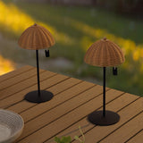 Ardath 12.75" Modern Coastal Indoor/Outdoor Wicker Shade Rechargeable/Cordless Dimmable Integrated LED Table Lamp Set 2