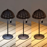 Ardath 12.75" Modern Coastal Indoor/Outdoor Wicker Shade Rechargeable/Cordless Dimmable Integrated LED Table Lamp Set 2