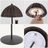 Ardath 12.75" Modern Coastal Indoor/Outdoor Wicker Shade Rechargeable/Cordless Dimmable Integrated LED Table Lamp Set 2