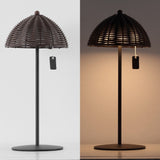 Ardath 12.75" Modern Coastal Indoor/Outdoor Wicker Shade Rechargeable/Cordless Dimmable Integrated LED Table Lamp Set 2