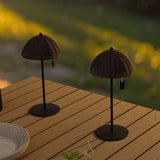 Ardath 12.75" Modern Coastal Indoor/Outdoor Wicker Shade Rechargeable/Cordless Dimmable Integrated LED Table Lamp Set 2