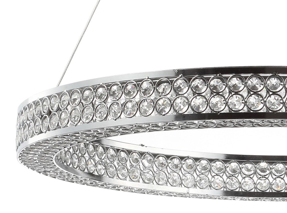 Ryan 24.7" Round Integrated LED Crystal/Metal Pendant