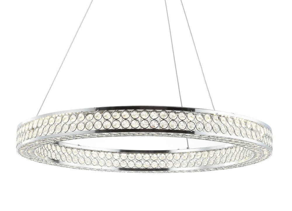 Ryan 24.7" Round Integrated LED Crystal/Metal Pendant