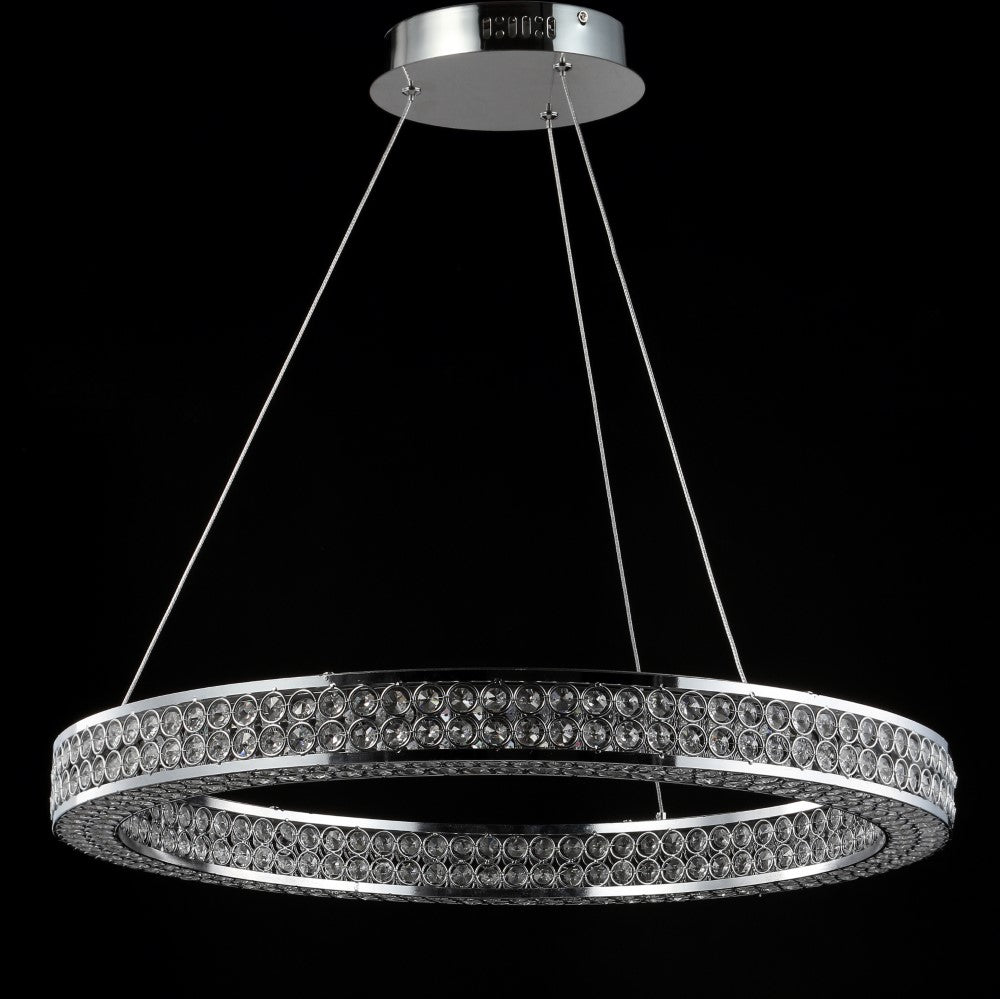 Ryan 24.7" Round Integrated LED Crystal/Metal Pendant