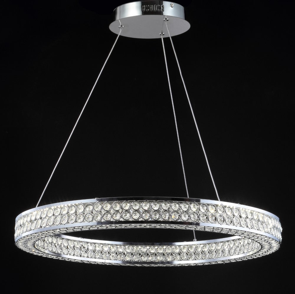 Ryan 24.7" Round Integrated LED Crystal/Metal Pendant