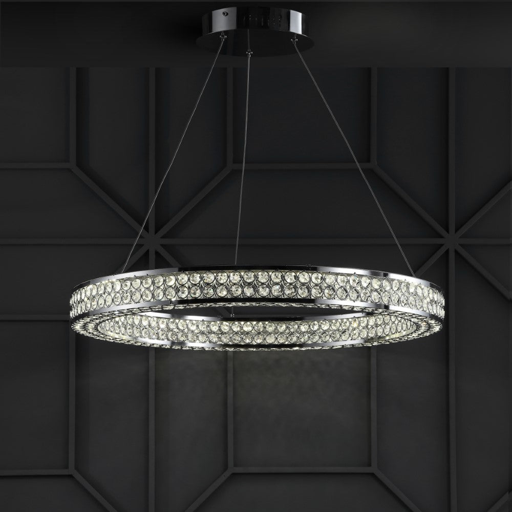 Ryan 24.7" Round Integrated LED Crystal/Metal Pendant