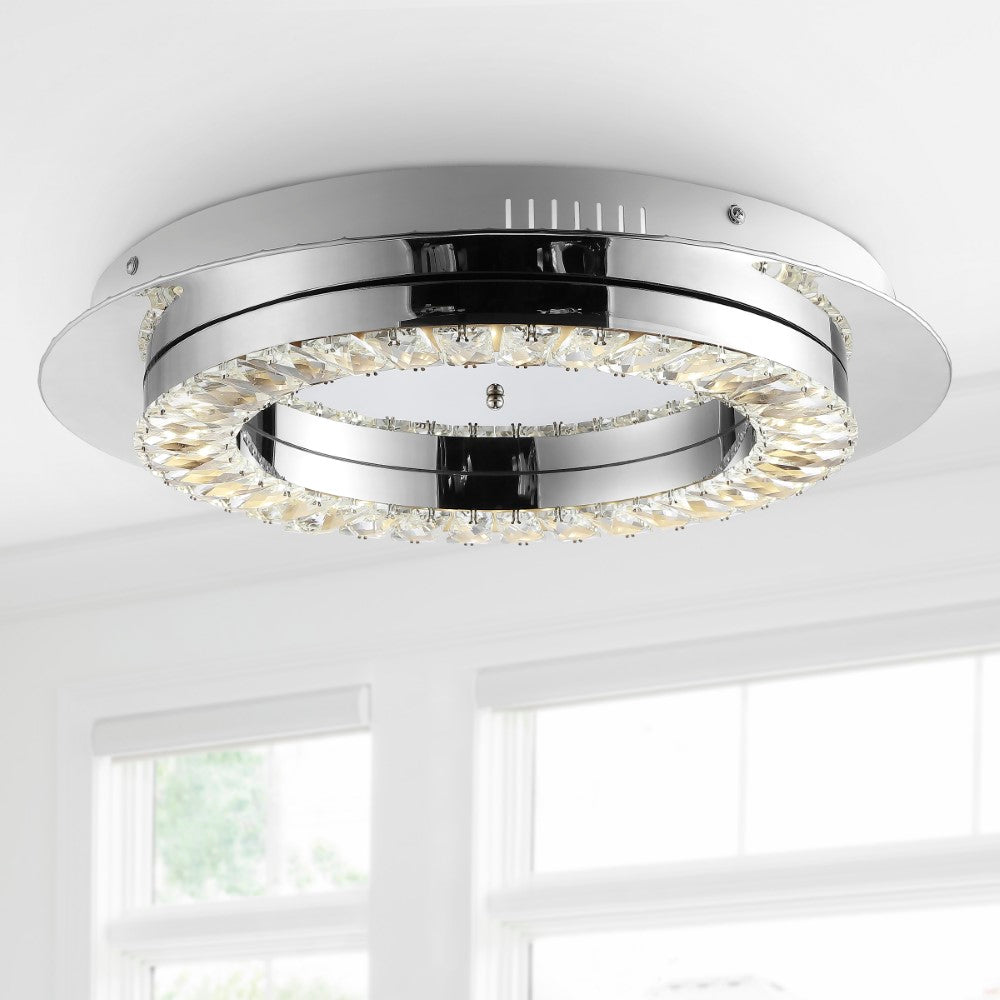 Pounde 18" Integrated Iron/Crystal Glam LED Flush Mount