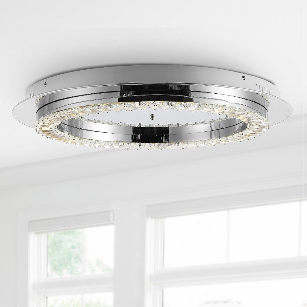 Pounde 18" Integrated Iron/Crystal Glam LED Flush Mount