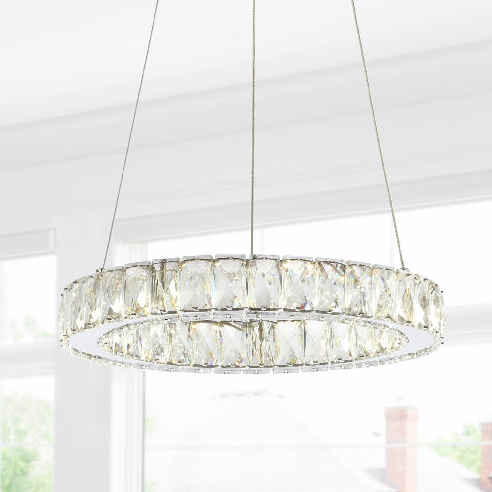 Scabiosa 15.7" Adjustable Integrated LED Metal/Crystal Pendant