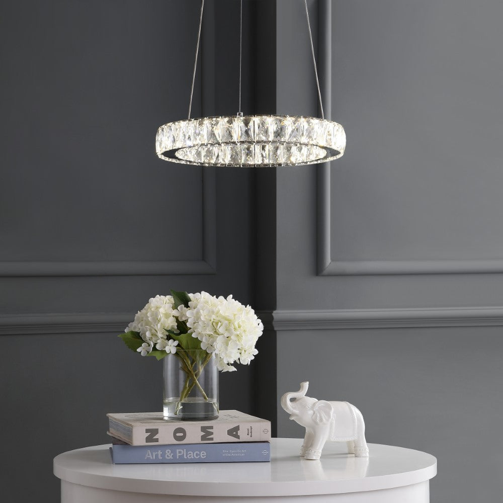 Scabiosa 15.7" Adjustable Integrated LED Metal/Crystal Pendant