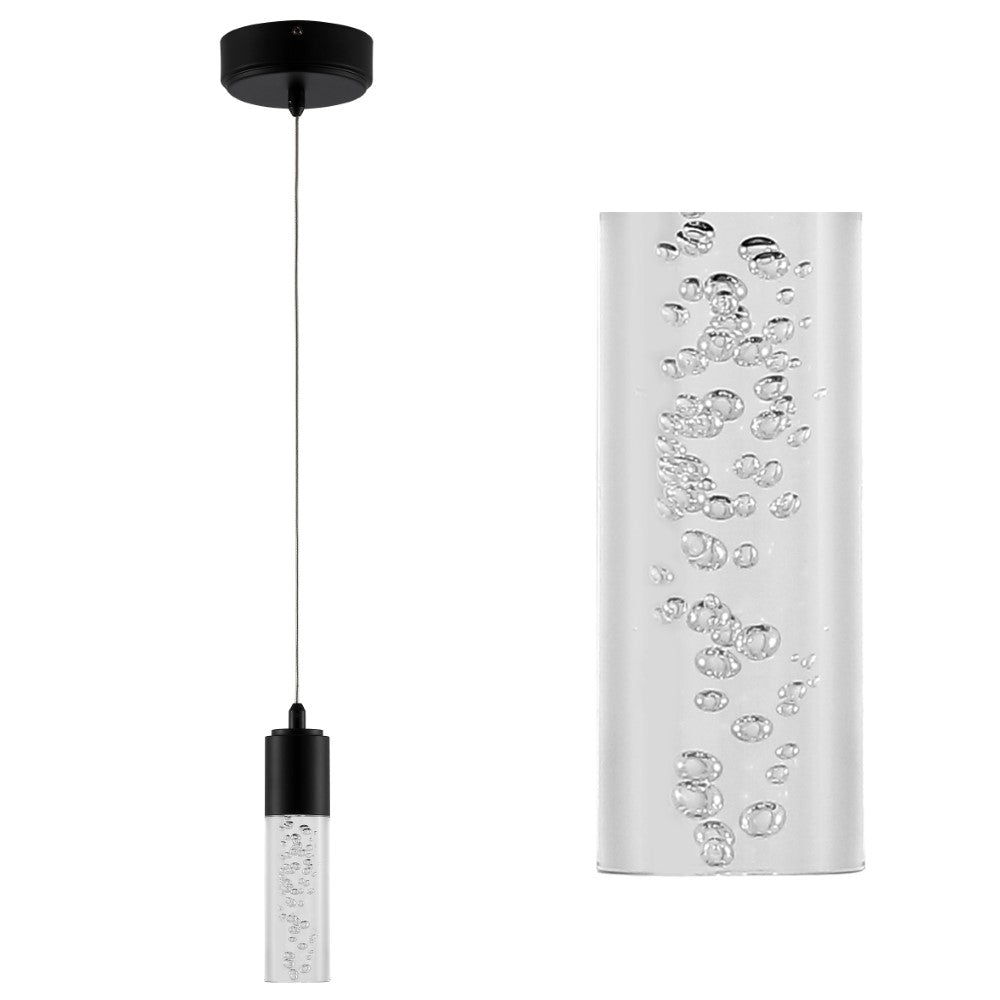 Hubbard 4.75" Bubble Acrylic/Iron Modern Minimalist Integrated LED Pendant
