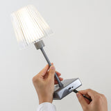 Ariston Modern Industrial Rechargeable/Cordless Iron/Acrylic Integrated LED Table Lamp with Ribbed Shade