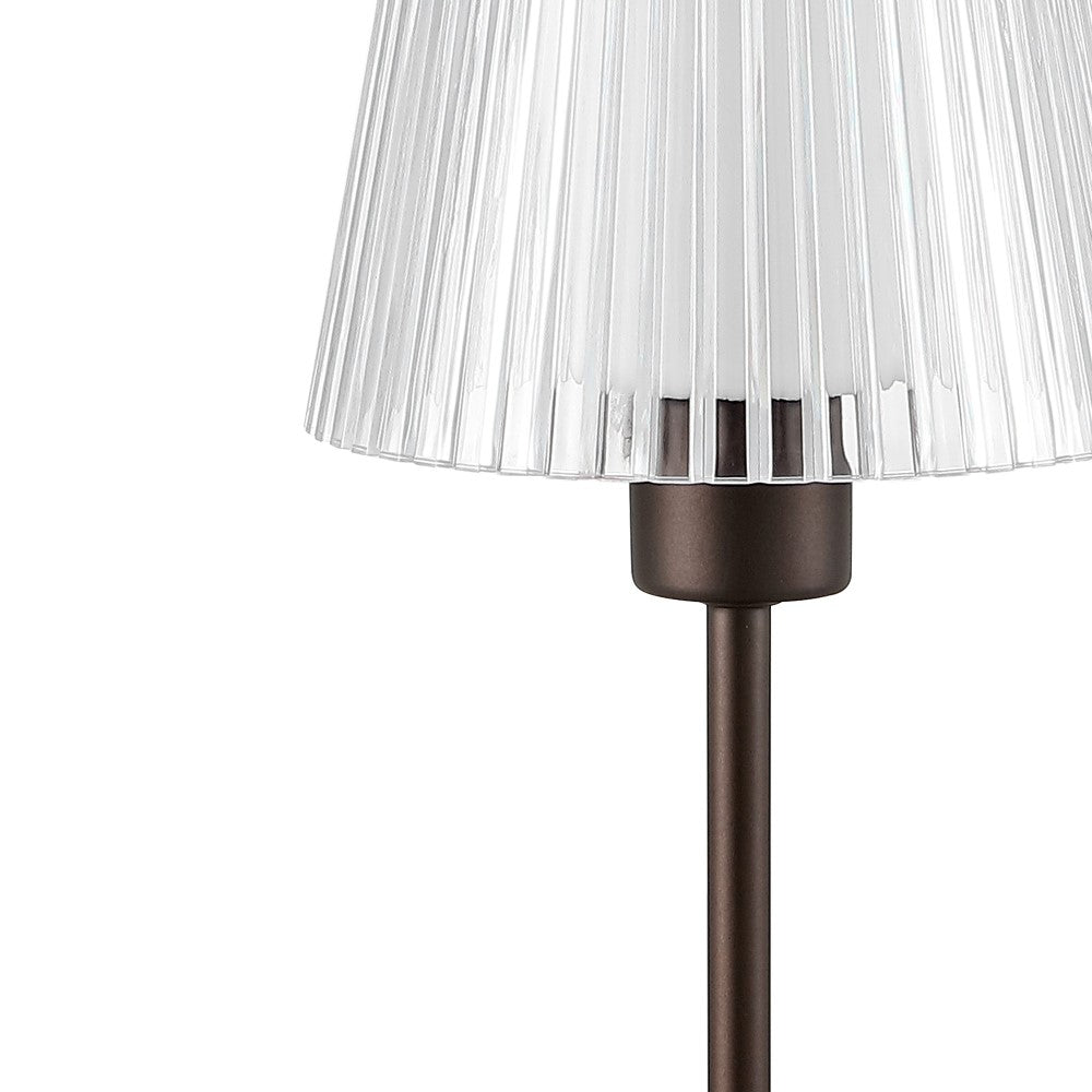 Ariston Modern Industrial Rechargeable/Cordless Iron/Acrylic Integrated LED Table Lamp with Ribbed Shade