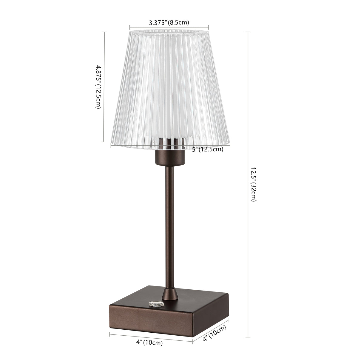 Ariston Modern Industrial Rechargeable/Cordless Iron/Acrylic Integrated LED Table Lamp with Ribbed Shade